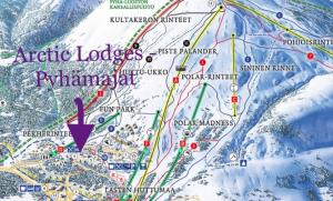普哈圣山Arctic Lodges Lapland Ski in, slopes, ski tracks, National Park, free Wi-Fi - Lapland Villas的地图的结束
