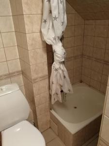 洛克特乌克布酒店的浴室设有卫生间、浴缸和毛巾。