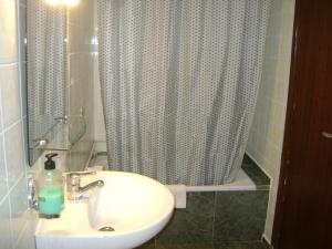 诺韦尔达航道公寓旅馆的一间带水槽和淋浴帘的浴室