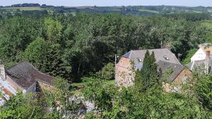 ProisyLes Hauts de Proisy的享有树木和房屋的小镇的空中景致