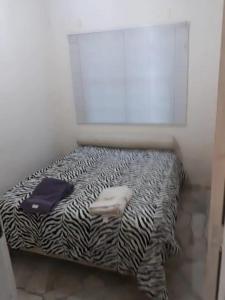 坎皮纳斯Casa de Campo-Linda Vista-SOUSAS的斑马纹客房的一张床位