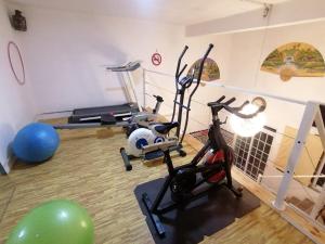 波塔莱格雷Estalagem da Liberdade的一间带健身自行车的健身房