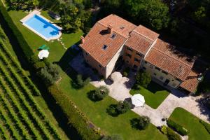 内格拉尔Villa Vitis的享有带游泳池的大房子的顶部景色