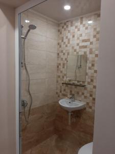 Cherven BryagХотел Таганрог的带淋浴和盥洗盆的浴室