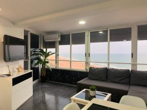 甘迪亚海滩Apartamento Bonaire-primera linea playa的带沙发和电视的客厅