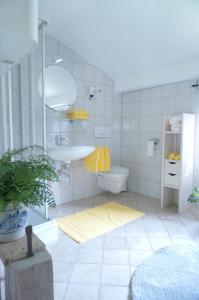 阿尔普巴赫谷地赖特Wölzenberg Alm的白色的浴室设有水槽和卫生间。