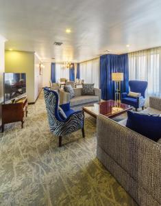 拉巴斯丽兹公寓酒店的带沙发和椅子的客厅以及钢琴