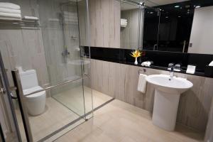 阿皮亚托米西纳岛度假酒店的浴室配有卫生间、盥洗盆和淋浴。