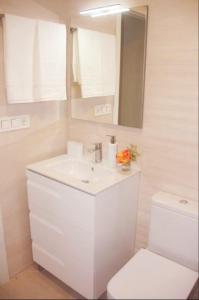 伊伦NICORÉS的白色的浴室设有水槽和卫生间。