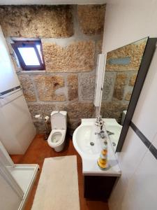 AbelhalCasa Vista Alegre的一间带水槽、卫生间和镜子的浴室