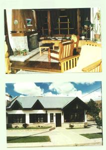 埃斯克尔拉波萨达旅馆的两幅房子的照片,房子有门廊