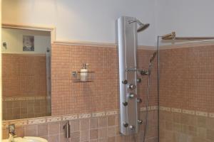 贝加德奥阿尔博拉达德尔奥酒店的带淋浴的浴室和玻璃门