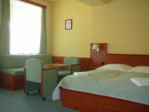 德尔内夫奥里克普拉哈酒店的酒店客房带床、椅子和窗户