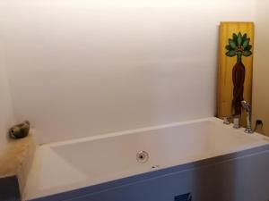 沃罗里尼CASAVERO的白色的浴缸,墙上有植物