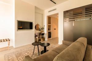 阿依纳帕Abacus Suites的带沙发和平面电视的客厅