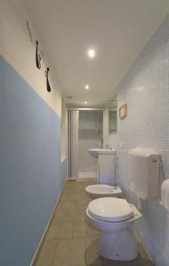 Ponte della VenturinaLa casa nel bosco-senza auto的浴室配有白色卫生间和盥洗盆。