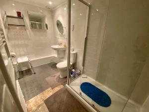 爱丁堡皮尔里格16号住宿加早餐旅馆的带淋浴、卫生间和盥洗盆的浴室
