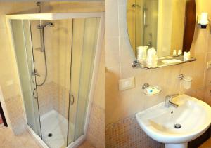 圣朱塞佩亚托Agriturismo Masseria La Chiusa的带淋浴和盥洗盆的浴室