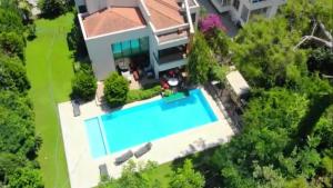 凯麦尔Villa Diva的享有带游泳池的房屋的空中景致