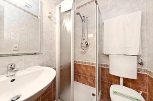 威尼斯阿拉法瓦酒店的带淋浴、盥洗盆和卫生间的浴室