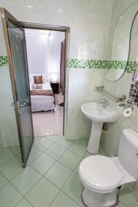利文斯顿Nzubo Experience的浴室配有卫生间、盥洗盆和淋浴。