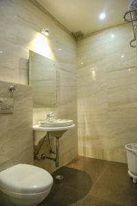 阿格拉泰姬陵高地酒店的一间带卫生间和水槽的浴室