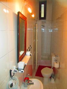 柏林静谧度假屋 - 柏林米特区的浴室配有卫生间、盥洗盆和淋浴。