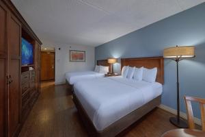 鸽子谷河滨酒店的酒店客房设有两张床和一台平面电视。