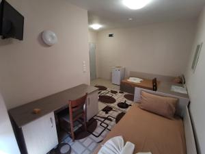 旧扎戈拉Hostel Penev的客房设有书桌、沙发和桌子。