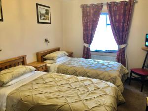 多尼戈尔大西洋旅馆的酒店客房设有两张床和窗户。