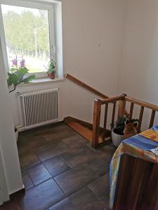 格明德Ferienwohnung Solebad的客房设有楼梯和窗户。