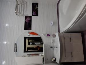 敖德萨Маршала Малиновського 18 б 12 Жемчужина квартира的白色的浴室设有水槽和镜子
