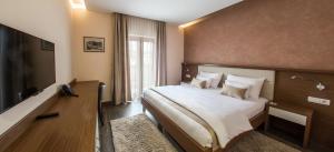 莫斯塔尔莫斯塔尔酒店的酒店客房设有一张大床和一台电视。