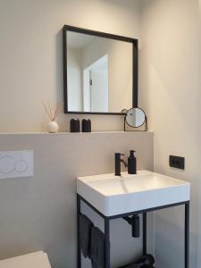 布鲁日安塔芮丝住宿加早餐旅馆的浴室设有白色水槽和镜子