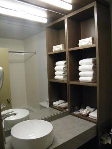 卡拉凯特奥贝尔格达莱伯酒店的浴室配有盥洗盆、卫生间和毛巾。