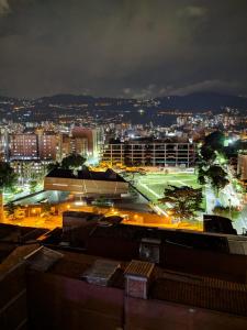 恩维加多Arame Hotel的夜晚带灯光的城市景观