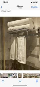 萨利波图尔Sôsuite的浴室的一页,带毛巾架