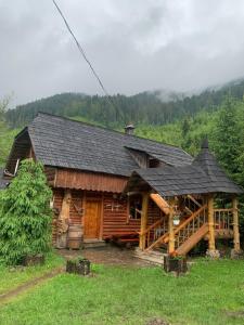 塞尼维斯卡波利亚纳Будинок Художника的大型小木屋,设有黑色屋顶