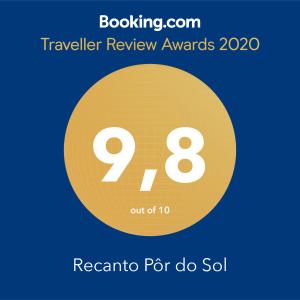 坎普林普Recanto Pôr do Sol的黄色圆圈,带文本旅行审查奖
