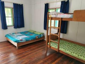 古打毛律Tambatuon Homestead的客房设有两张双层床和一张床。