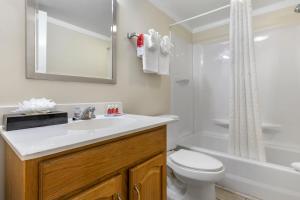 康威康威伊科诺旅馆的浴室配有盥洗盆、卫生间和浴缸。
