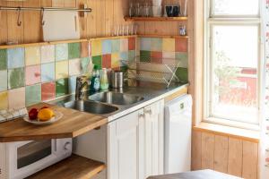 格内斯塔Sustainable and soulful close to lake的厨房配有水槽和柜台上的果盘