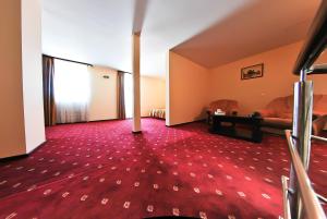 皮特什蒂Hotel Magic GT Trivale的客厅铺有红地毯,配有沙发
