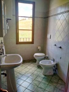 卡斯泰尔菲奥伦蒂诺Agriturismo I due Falcetti的一间带水槽和卫生间的浴室以及窗户。