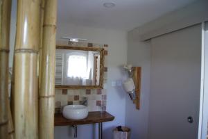 卡尔卡松L’Antre d’Eux的一间带水槽和镜子的浴室