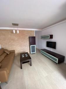 拉加里塔Golden Apartment的带沙发和平面电视的客厅