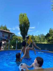 La Casinina伊尔贾尔迪诺戴尔诺西住宿加早餐旅馆的一群人在游泳池玩耍