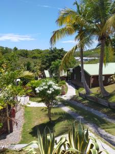 圣安尼Ti Village Creole的享有棕榈树度假村的场地景色