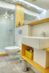 波尔图三房子卧室公寓的一间带水槽、卫生间和淋浴的浴室