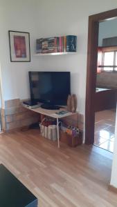 楼尔Alagoas Park的客厅配有带大电视的书桌